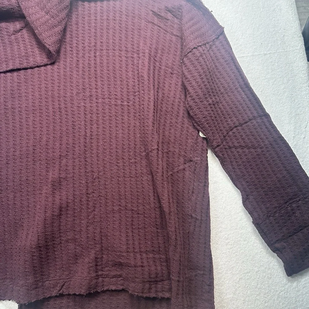 NWT Free People Juicy‎ Thermal Cowl Neck Top Burgundy Long Sleeve Boho Women's M